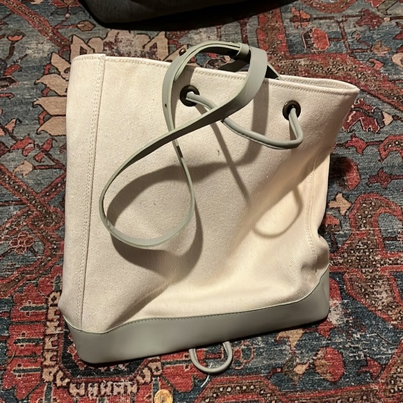 Vereverto Sage Tris large canvas  leather bucket bag convertible to backpack